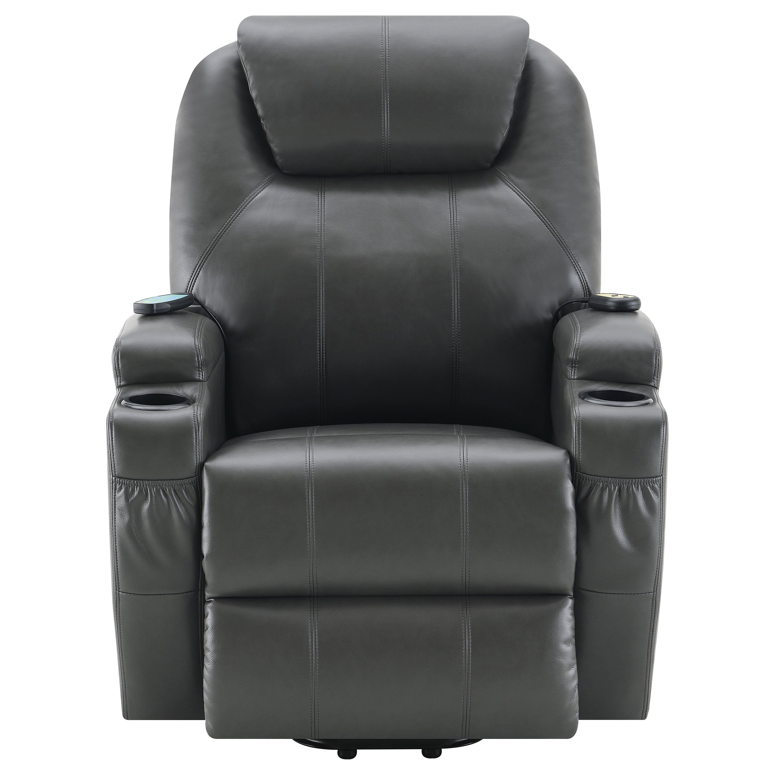 Sanger Upholstered Power Lift Massage Recliner Charcoal Grey - MyWaynesHome #