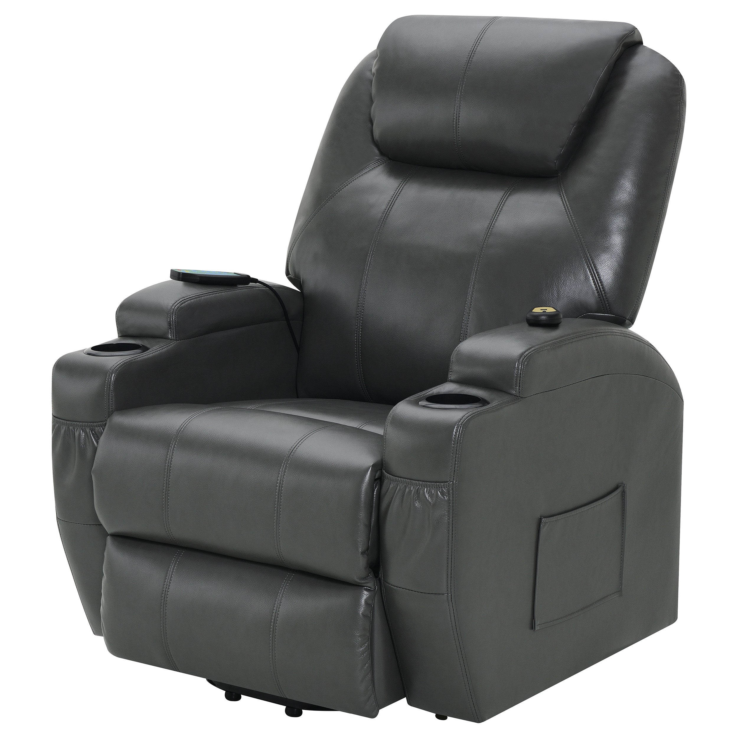 Sanger Upholstered Power Lift Massage Recliner Charcoal Grey - MyWaynesHome #