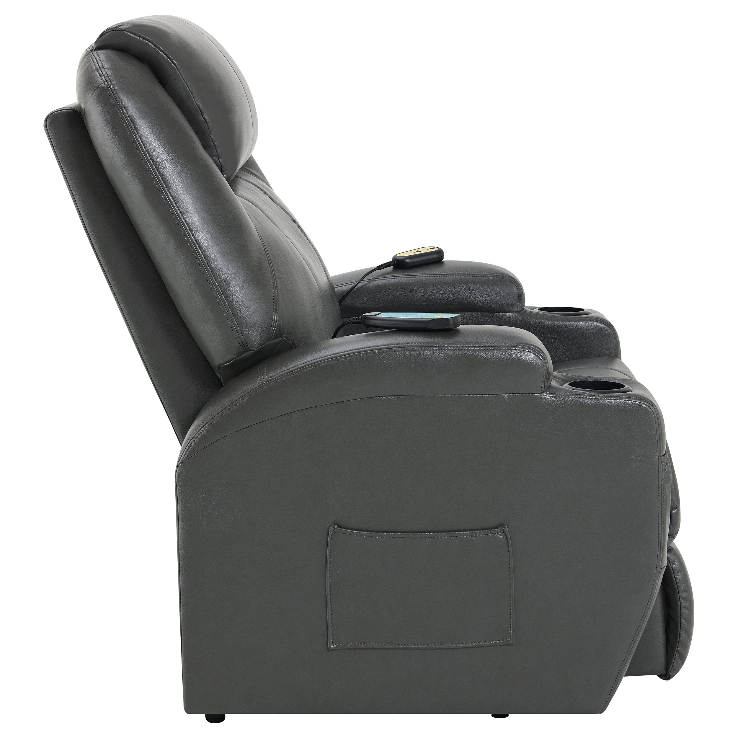 Sanger Upholstered Power Lift Massage Recliner Charcoal Grey - MyWaynesHome #