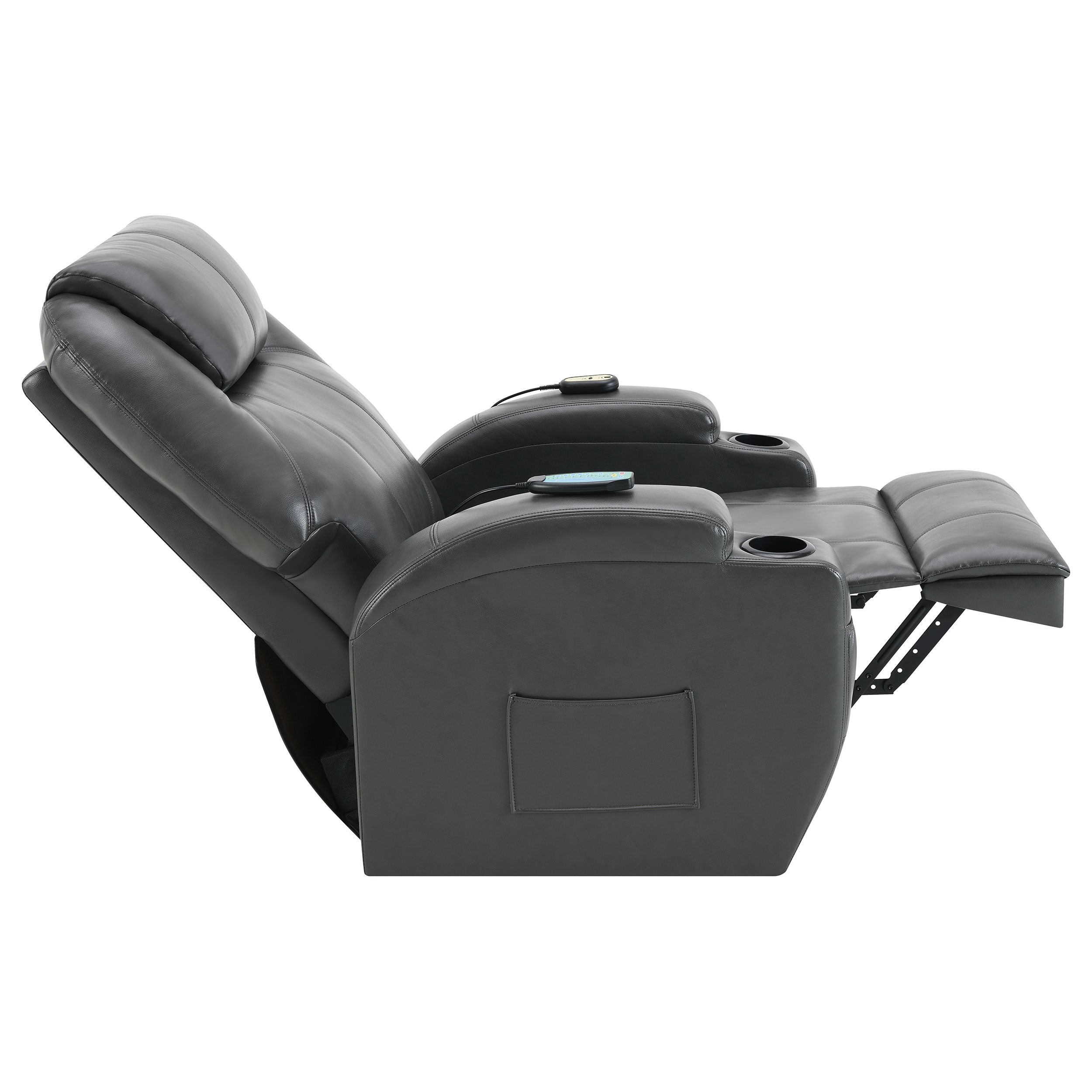 Sanger Upholstered Power Lift Massage Recliner Charcoal Grey - MyWaynesHome #
