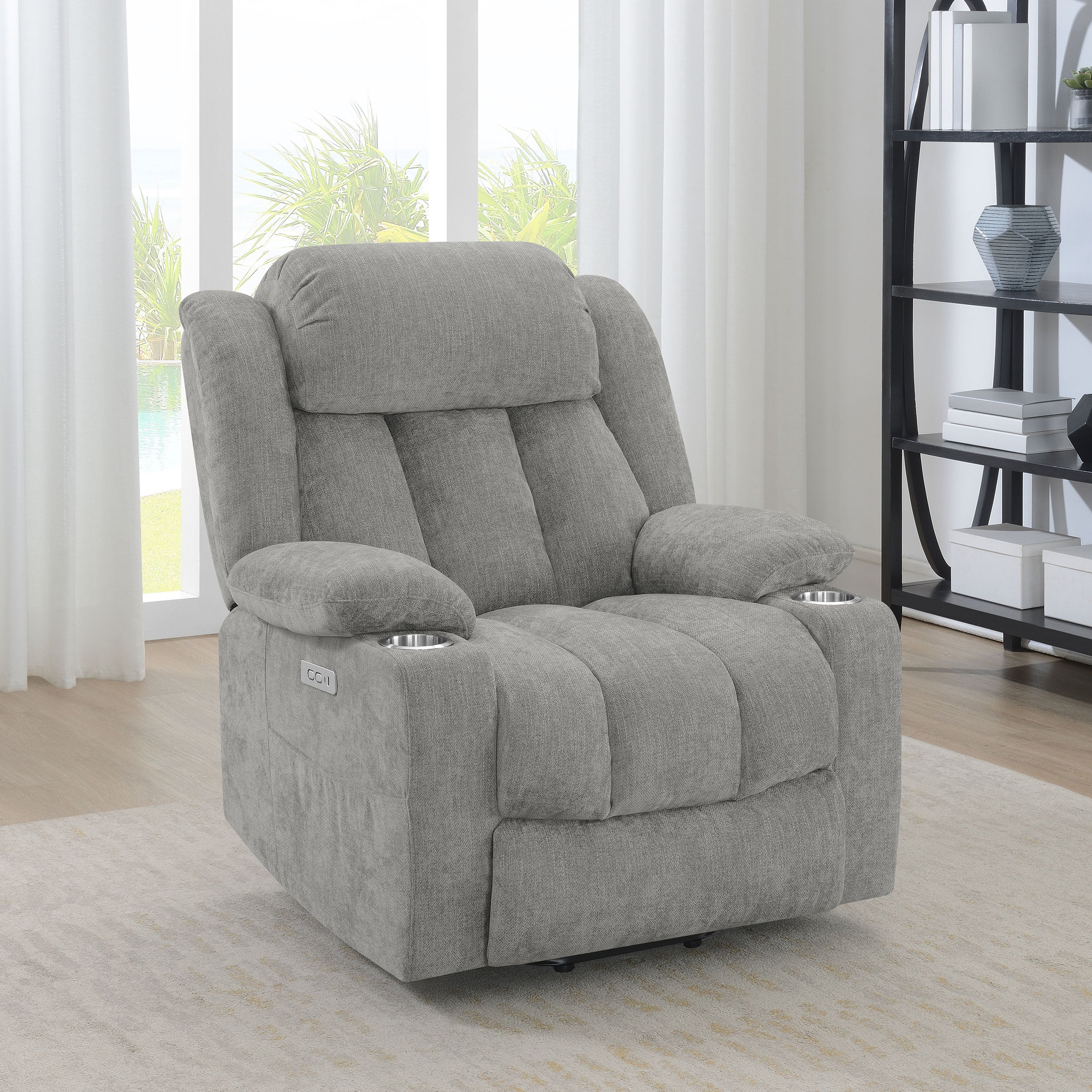 Houston Upholstered Power Lift Recliner Grey - MyWaynesHome #