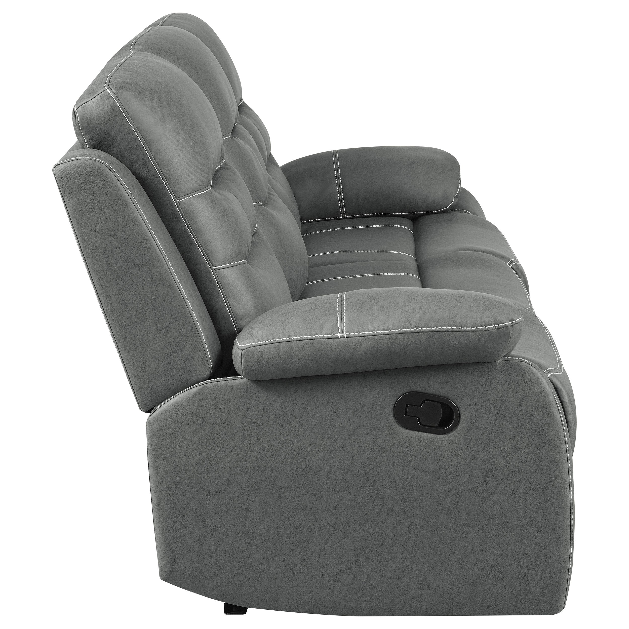 Nova 2-piece Upholstered Padded Arm Sofa Set Dark Grey - MyWaynesHome #
