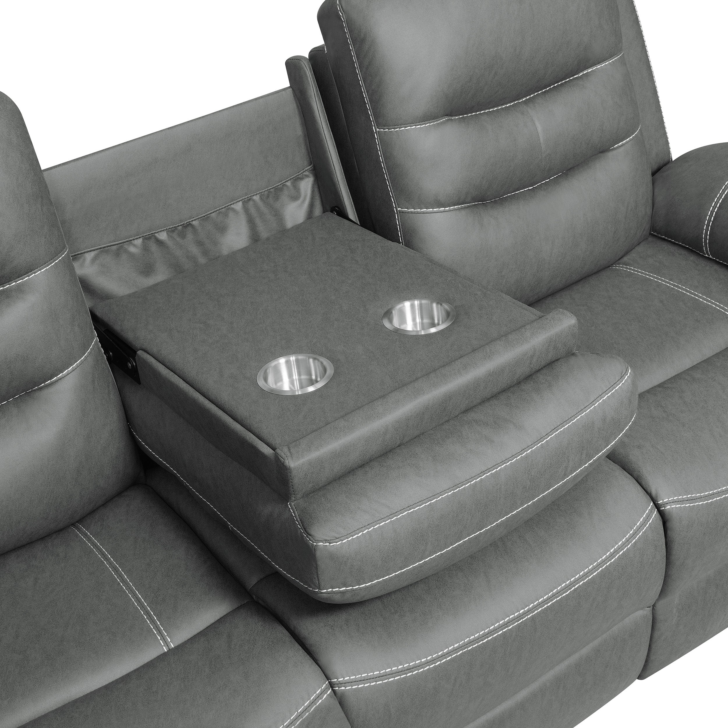 Nova 2-piece Upholstered Padded Arm Sofa Set Dark Grey - MyWaynesHome #