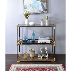 Heleris - Console Table - Smoky Glass Top & Black & Gold