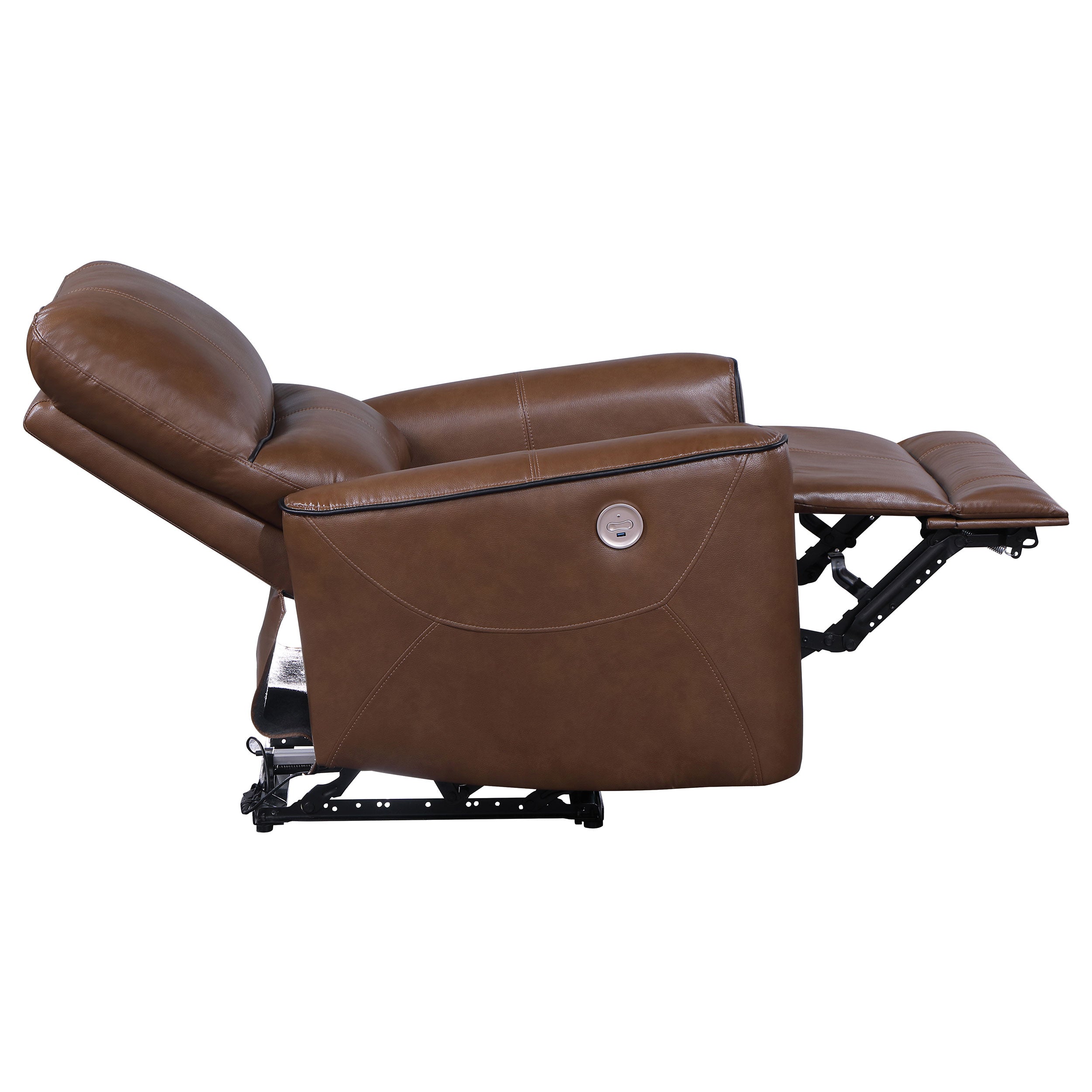 Greenfield Upholstered Power Recliner Chair Saddle Brown - MyWaynesHome #