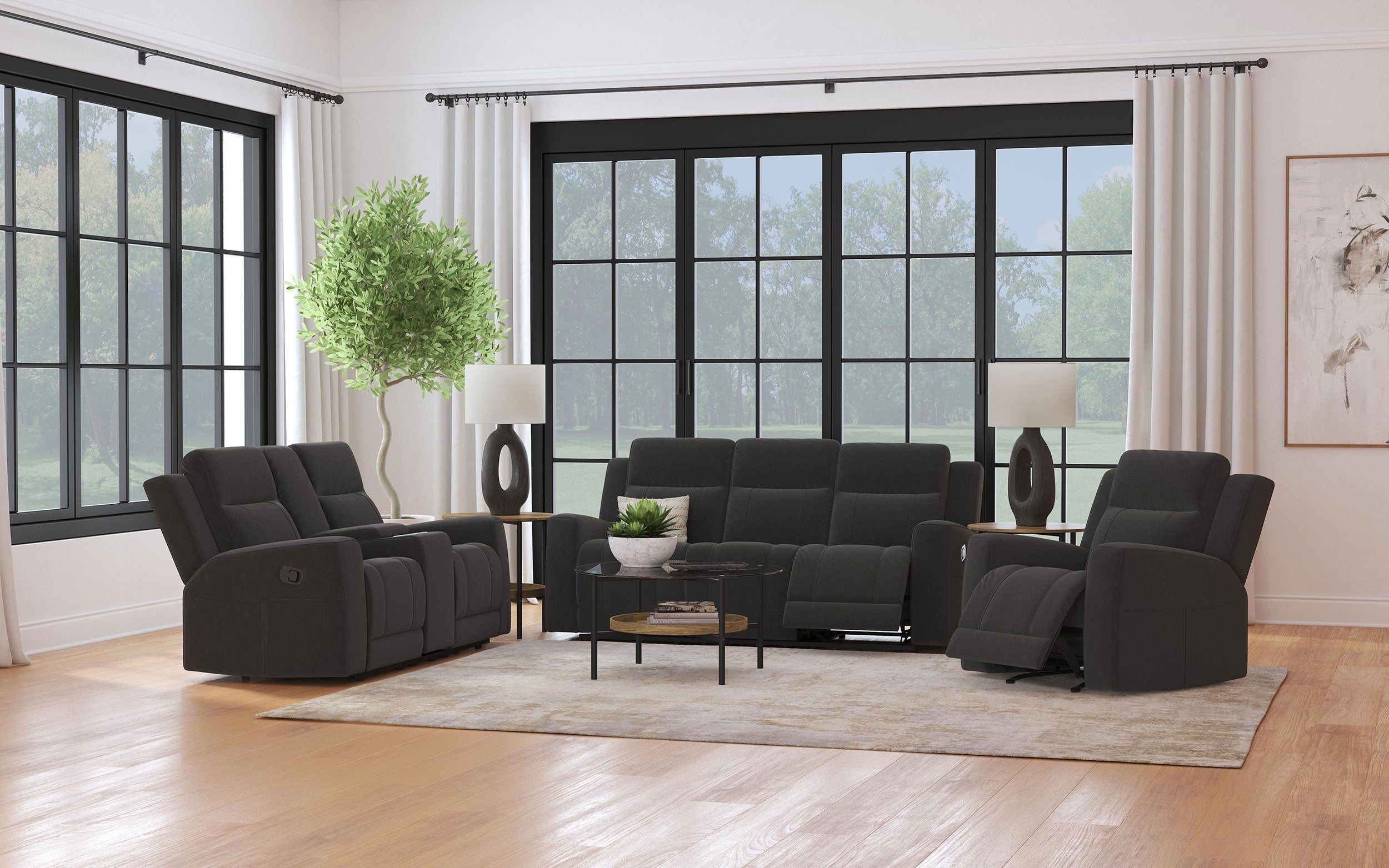 Brentwood Upholstered Recliner Chair Dark Charcoal - MyWaynesHome #