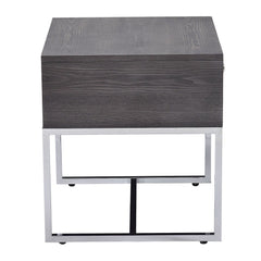 Iban - End Table - Gray Oak & Chrome