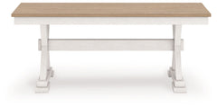 Purlaney - Large Dining Room Bench - Antique White / Natural