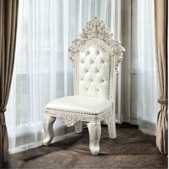 Adara - Side Chair (Set of 2) - Pearl White Synthetic Leather & Antique White