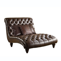 Anondale - Chaise With 3 Pillows - Two Tone Brown Synthetic Leather & Brown