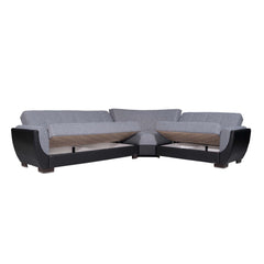 Ottomanson Armada Air - Upholstered Convertible Sectional With Storage - Gray/Black PU Polyester