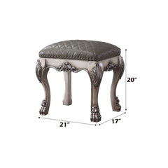 Dresden - Vanity Stool - Vintage Bone White & Synthetic Leather