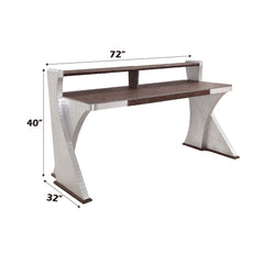 Brancaster - Executive Writing Desk - Retro Brown Top Grain Leather & Aluminum