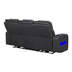U8611 - Power Reclining Sofa With Power Headrest And LED - Charcoal