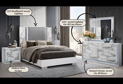 Ylime - 4 Piece Queen Bedroom Set (Bed Fully Slatted, Dresser, Mirror, Nightstand) - White