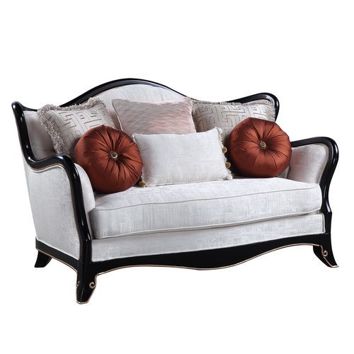 Nurmive - Loveseat With 6 Pillows - Beige Fabric