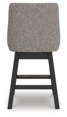 Neymorton - Upholstered Swivel Barstool (Set of 2) - Dark Grayish Brown