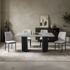Leander - Dining Table With Ceramic Top - Gray & Black