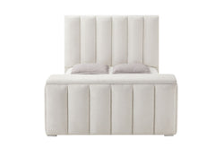 Serenity - Queen Bed With Speaker, TV Lift, Fireplace - Cream