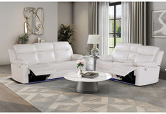 U6026 - 2 Piece Living Room Set (Reclining Sofa, Console Reclining Loveseat With LED) - White
