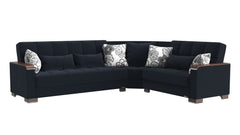 Ottomanson Armada X - Upholstered Convertible Wood Trimmed Sectional With Storage - Polyester