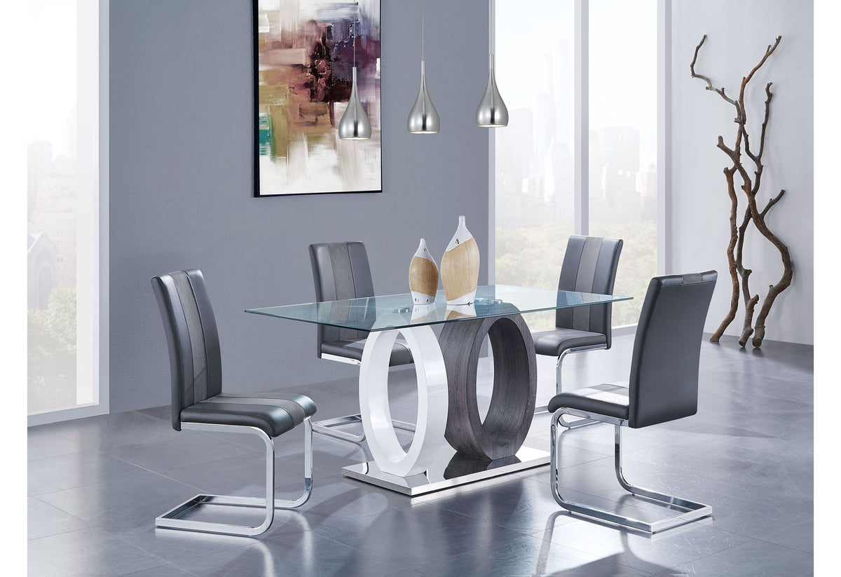 D1628 - 5 Piece Dining Room Set (D1628 Dining Table And 4 D915 Dining Chairs) - Gray