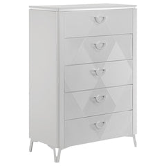 Cassia - 5-Drawer Bedroom Chest Of Drawers - White High Gloss
