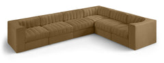 Rummi - Velvet Performance Fabric Upholstered 6 Piece Modular Sectional (With 3 Corner Chairs)