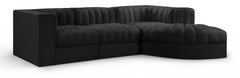 Rummi - Velvet Performance Fabric Upholstered 4 Piece Modular Sectional, With Reverse Corner Chair