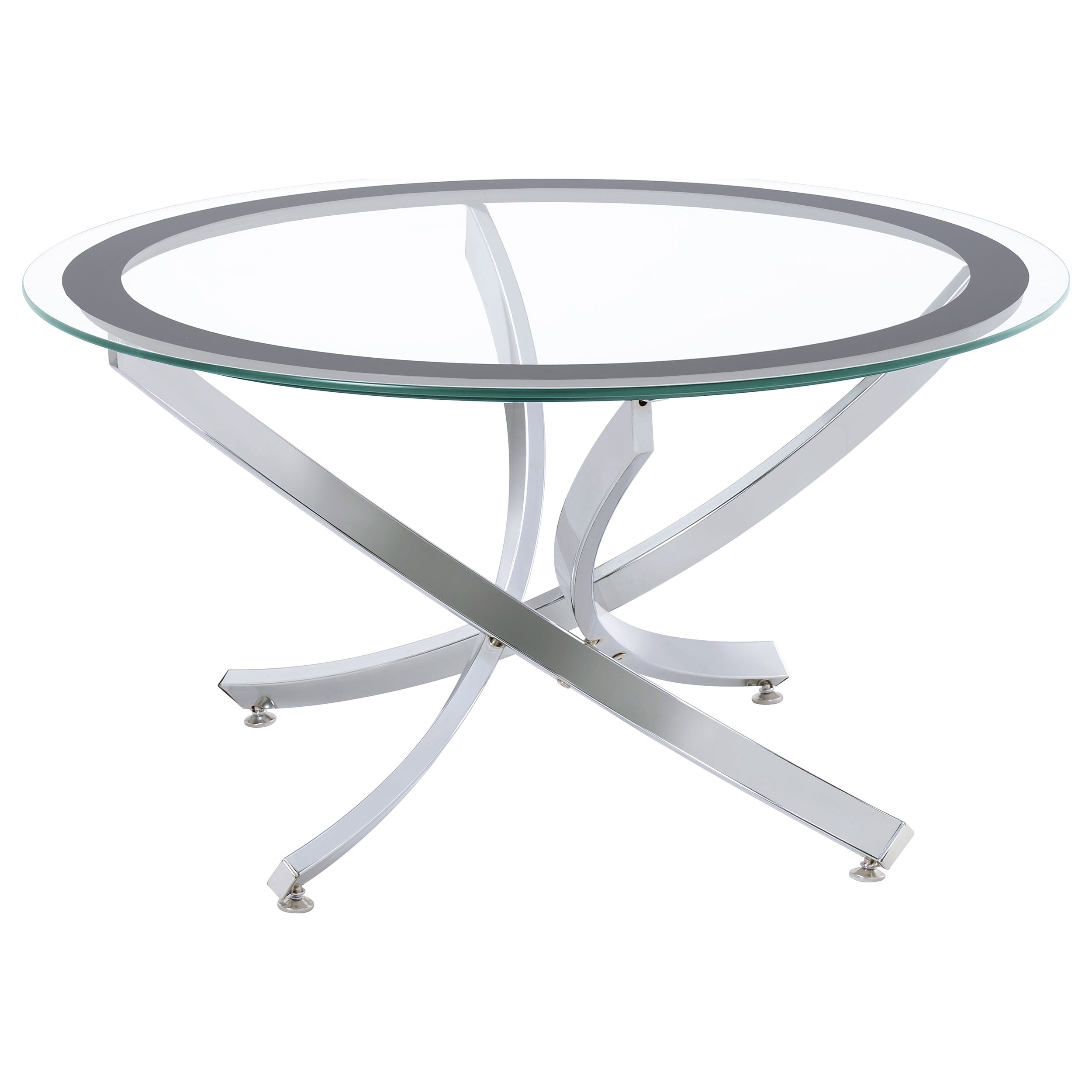 Brooke 2-piece Round Glass Top Coffee Table Set Chrome - MyWaynesHome #
