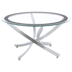 Brooke 2-piece Round Glass Top Coffee Table Set Chrome - MyWaynesHome #