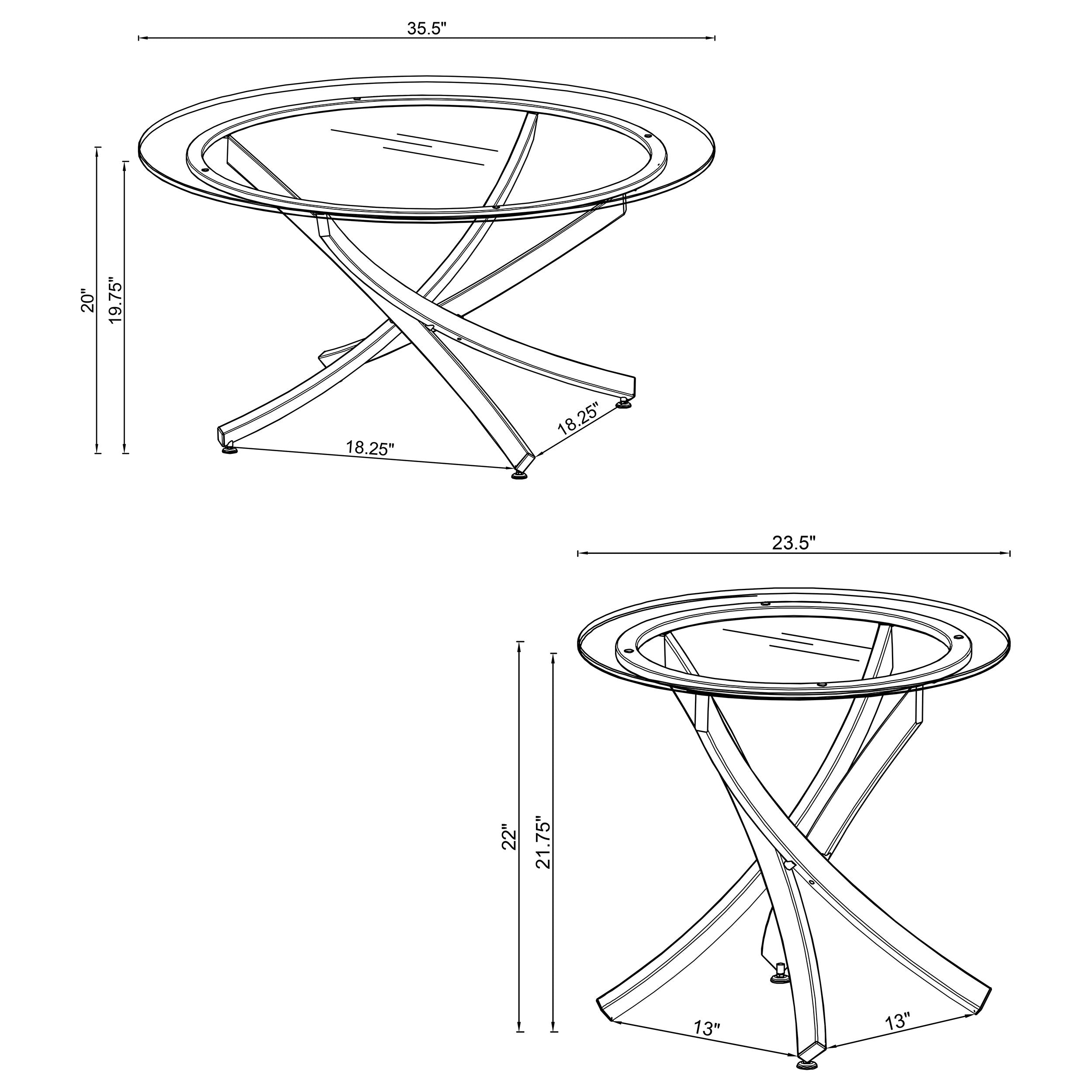 Brooke 3-piece Round Glass Top Coffee Table Set Chrome - MyWaynesHome #