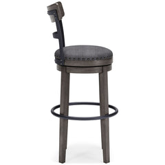 Caitbrook - Tall UPH Swivel Barstool - Gray