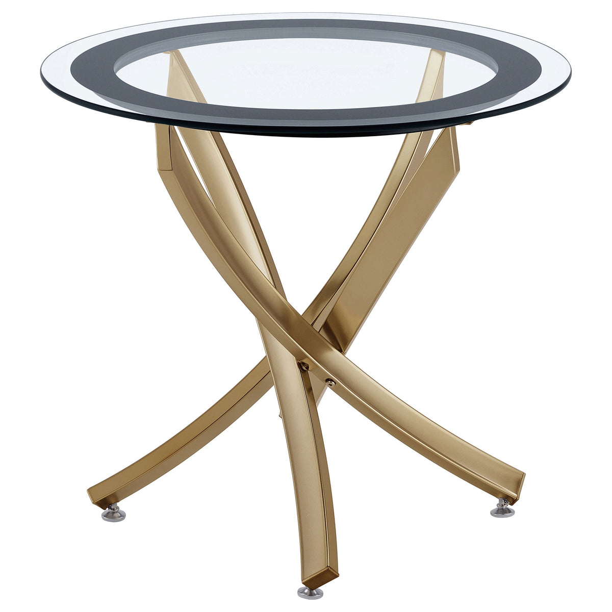 Brooke Round Glass Top Side End Table Metal Base Brass - MyWaynesHome #