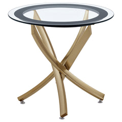 Brooke Round Glass Top Side End Table Metal Base Brass - MyWaynesHome #