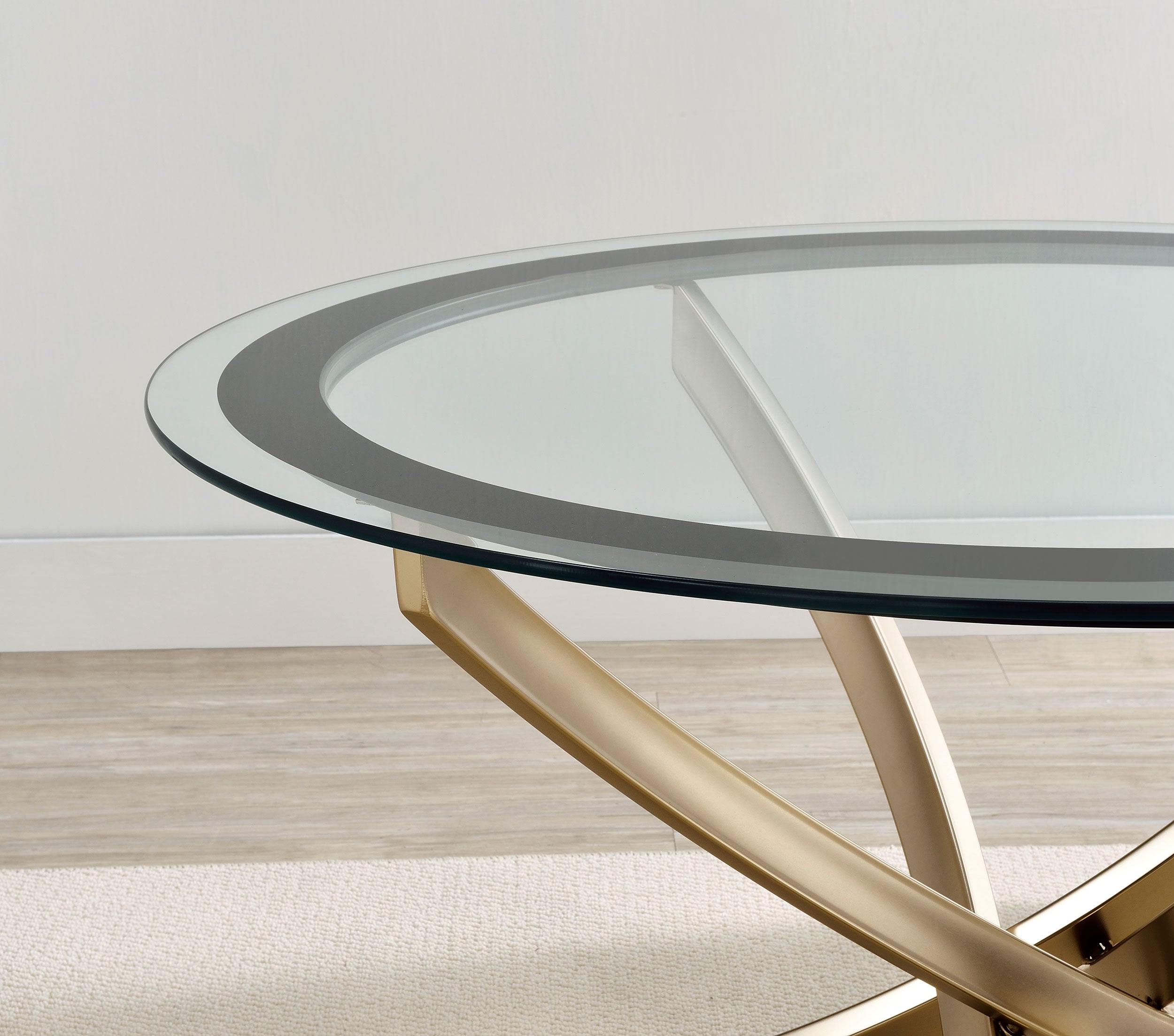 Brooke 2-piece Round Glass Top Coffee Table Set Brass - MyWaynesHome #