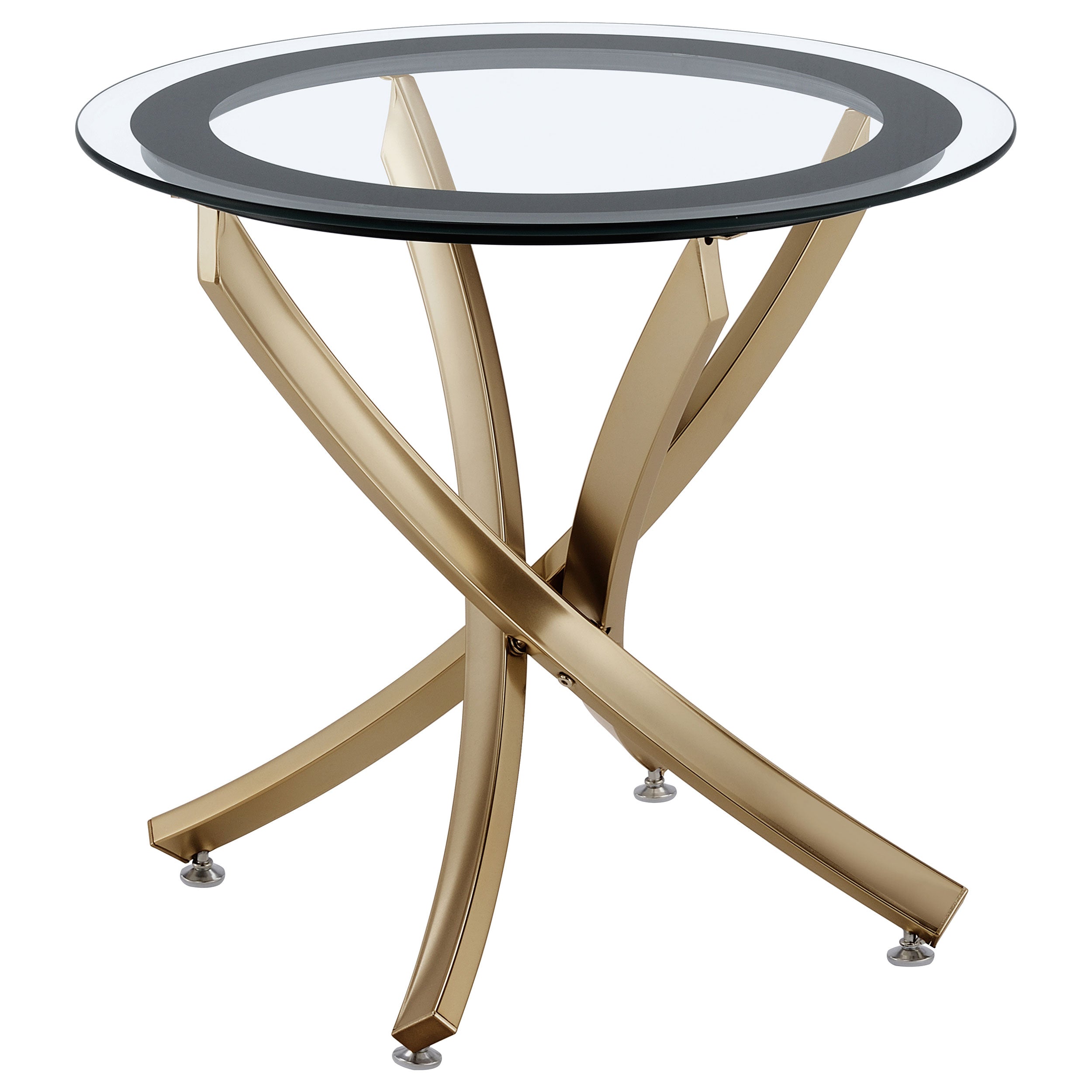 Brooke 3-piece Round Glass Top Coffee Table Set Brass - MyWaynesHome #