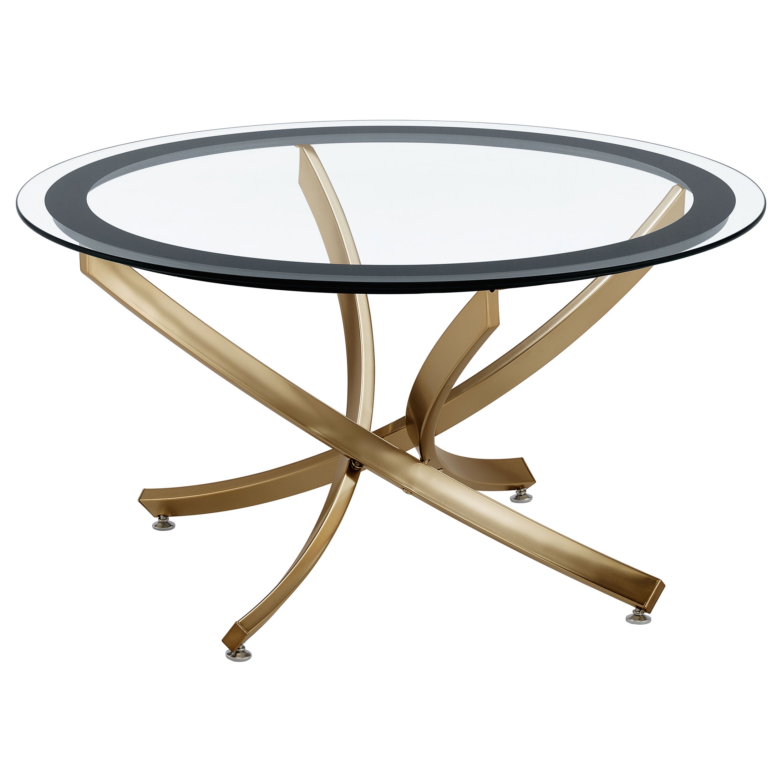 Brooke 3-piece Round Glass Top Coffee Table Set Brass - MyWaynesHome #