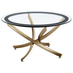 Brooke 3-piece Round Glass Top Coffee Table Set Brass - MyWaynesHome #