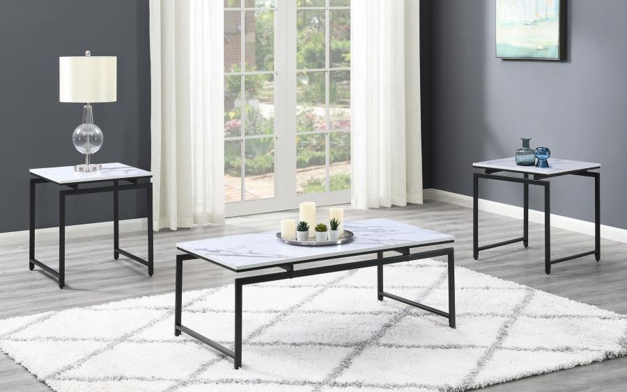 Clark White 3 Pc Coffee Table Set - MyWaynesHome #