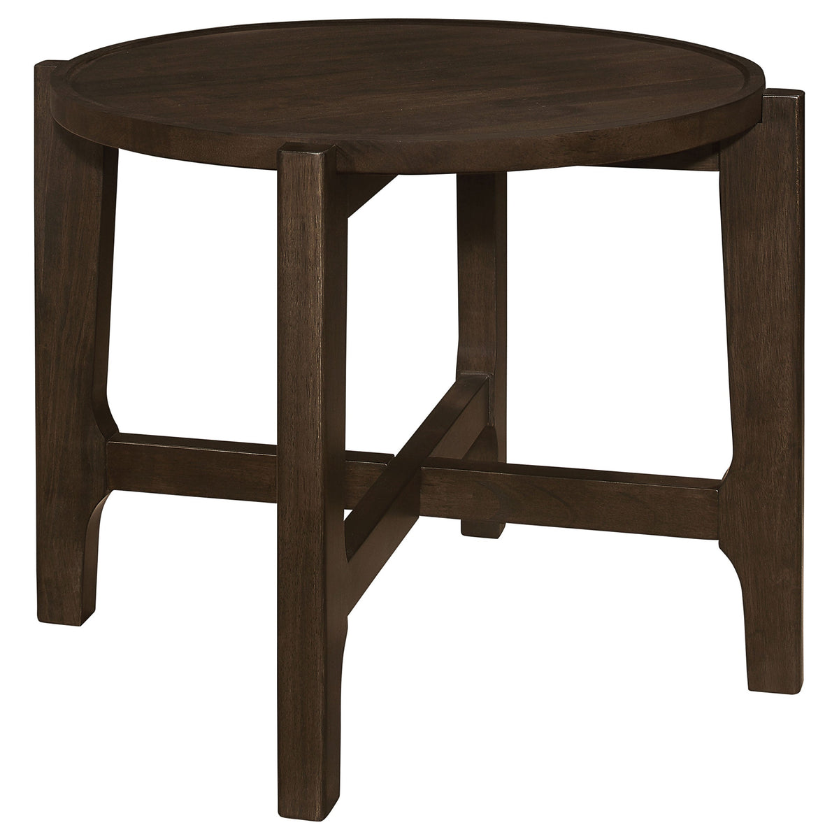 Cota Round Solid Wood End Table Dark Brown - MyWaynesHome #