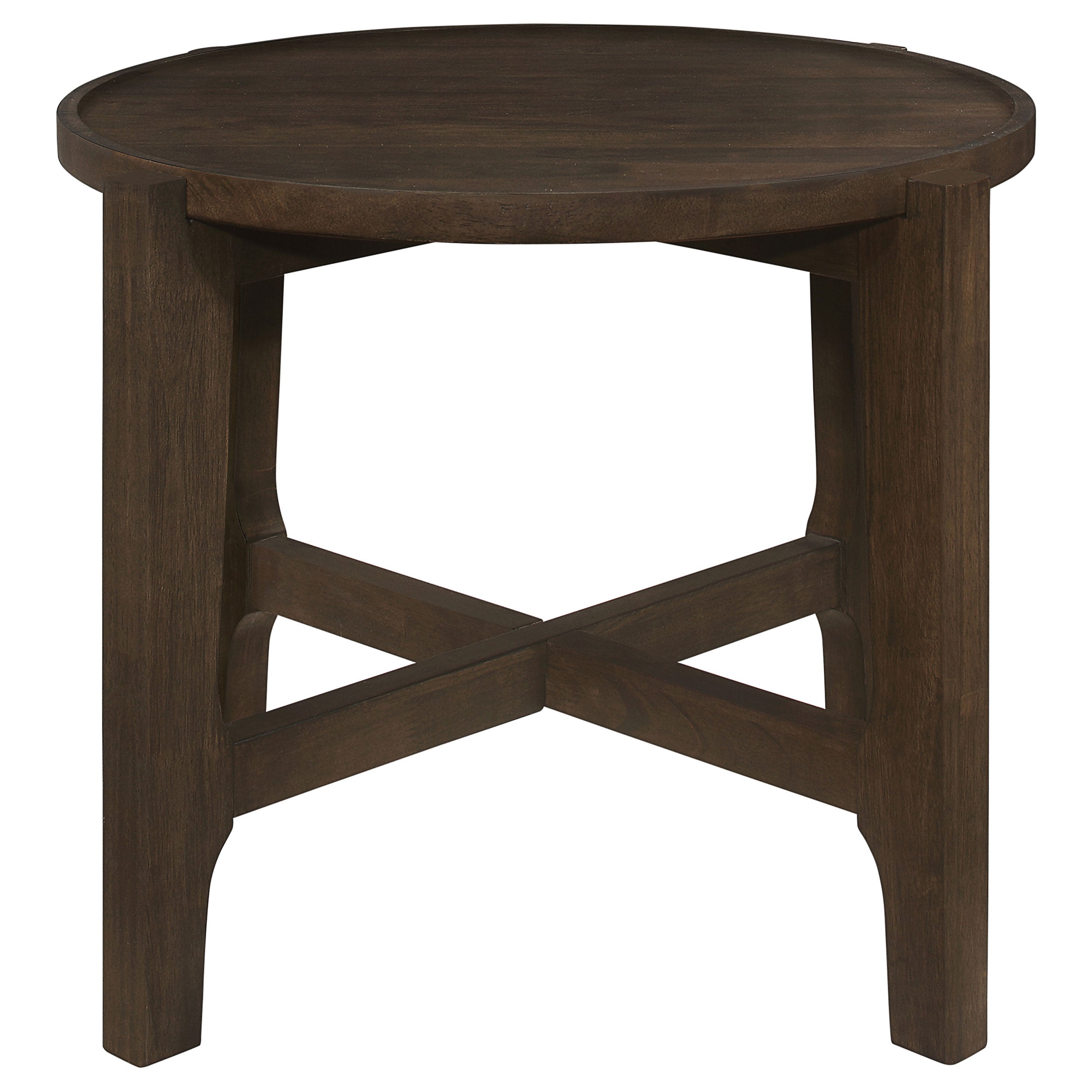 Cota Round Solid Wood End Table Dark Brown - MyWaynesHome #