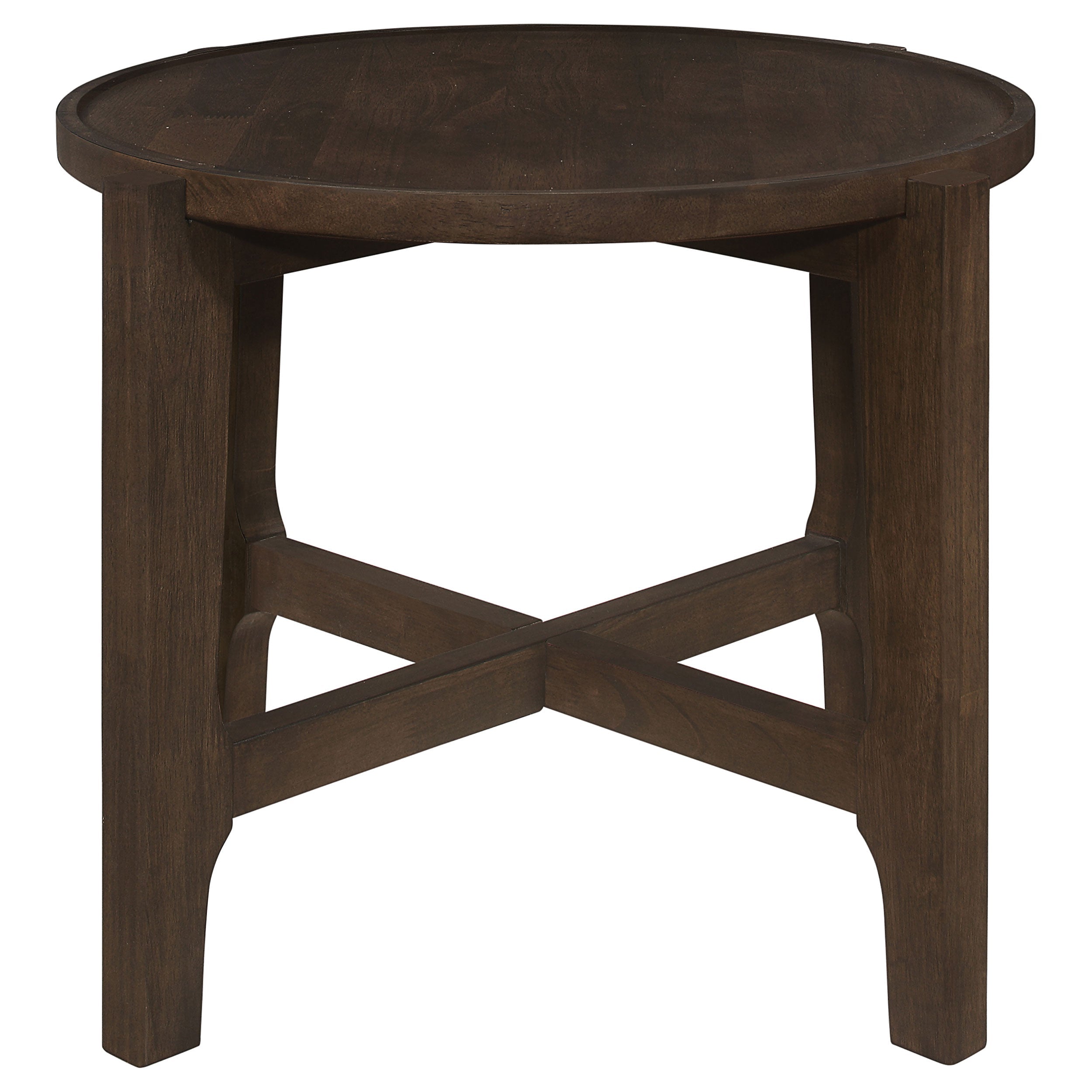 Cota Round Solid Wood End Table Dark Brown - MyWaynesHome #