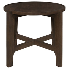 Cota Round Solid Wood End Table Dark Brown - MyWaynesHome #