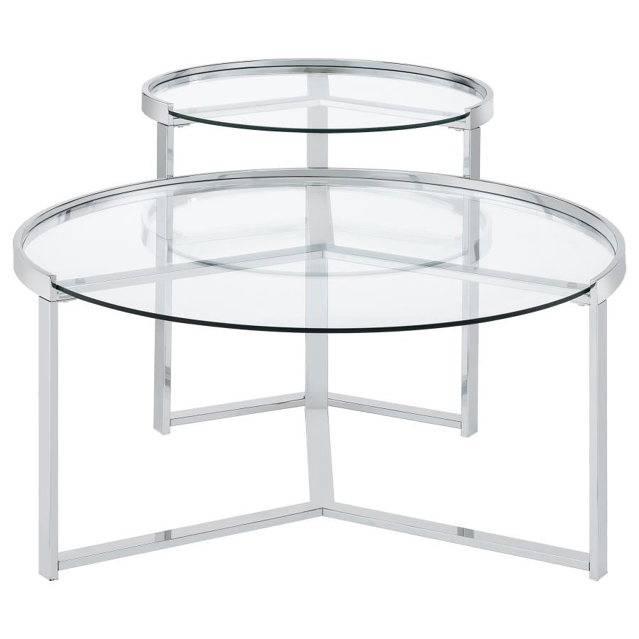 Delia Silver 2 Pc Nesting Coffee Table - MyWaynesHome #