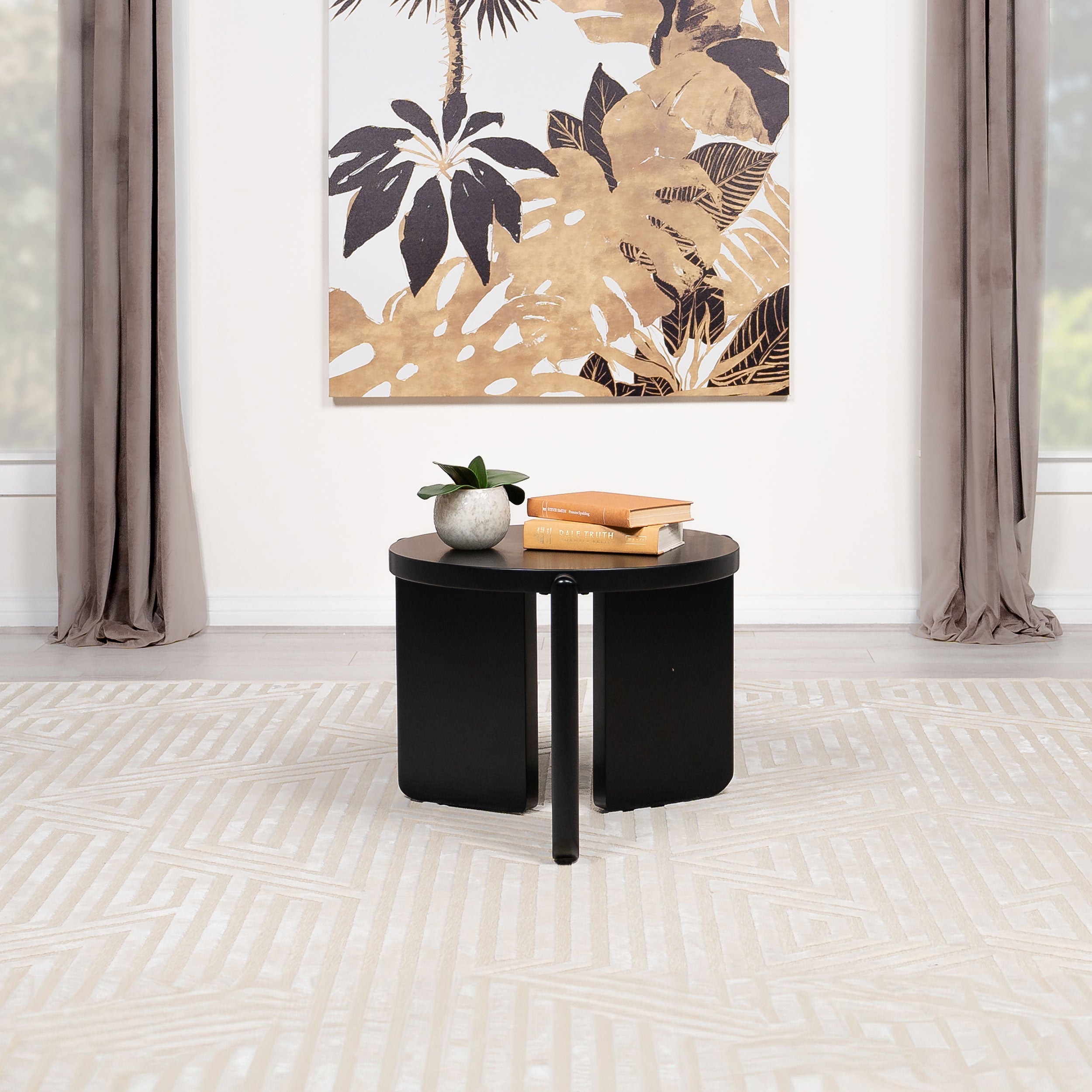 Cordova Round Solid Wood End Table Black - MyWaynesHome #