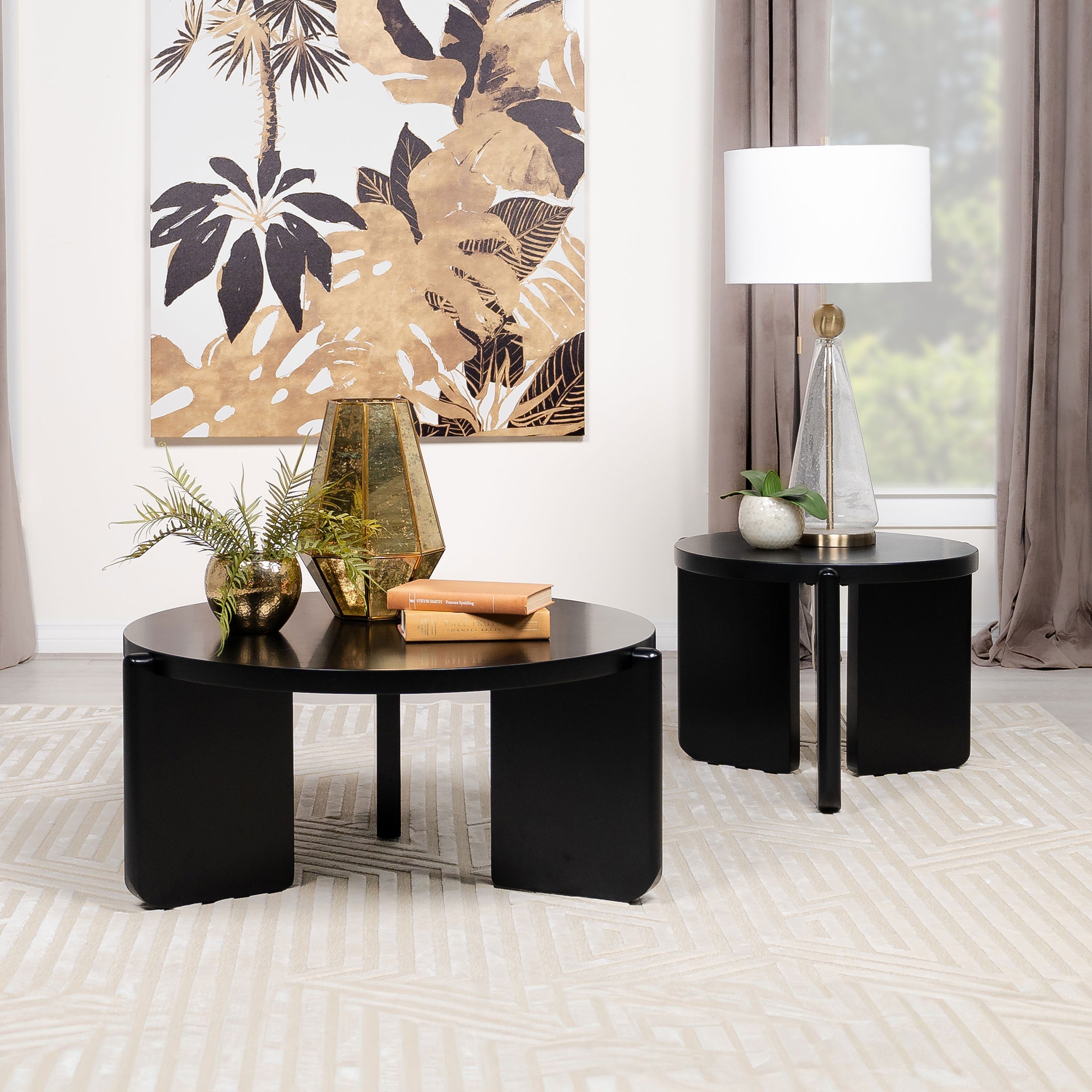 Cordova Round Solid Wood End Table Black - MyWaynesHome #