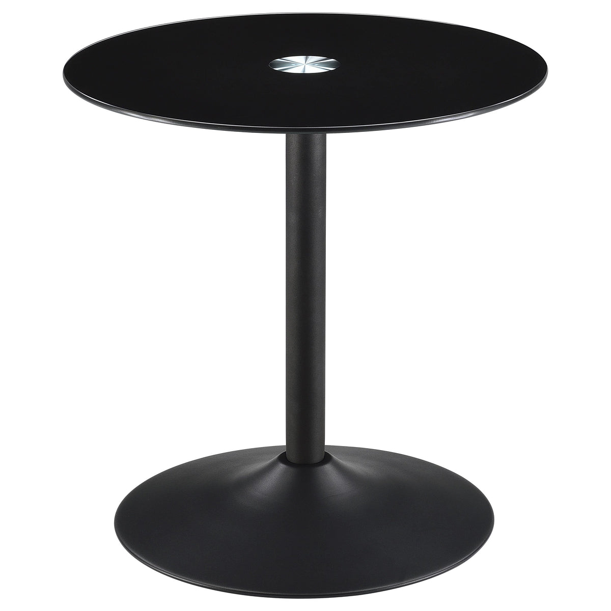Ganso Round Metal End Table With Tempered Glass Top Black - MyWaynesHome #