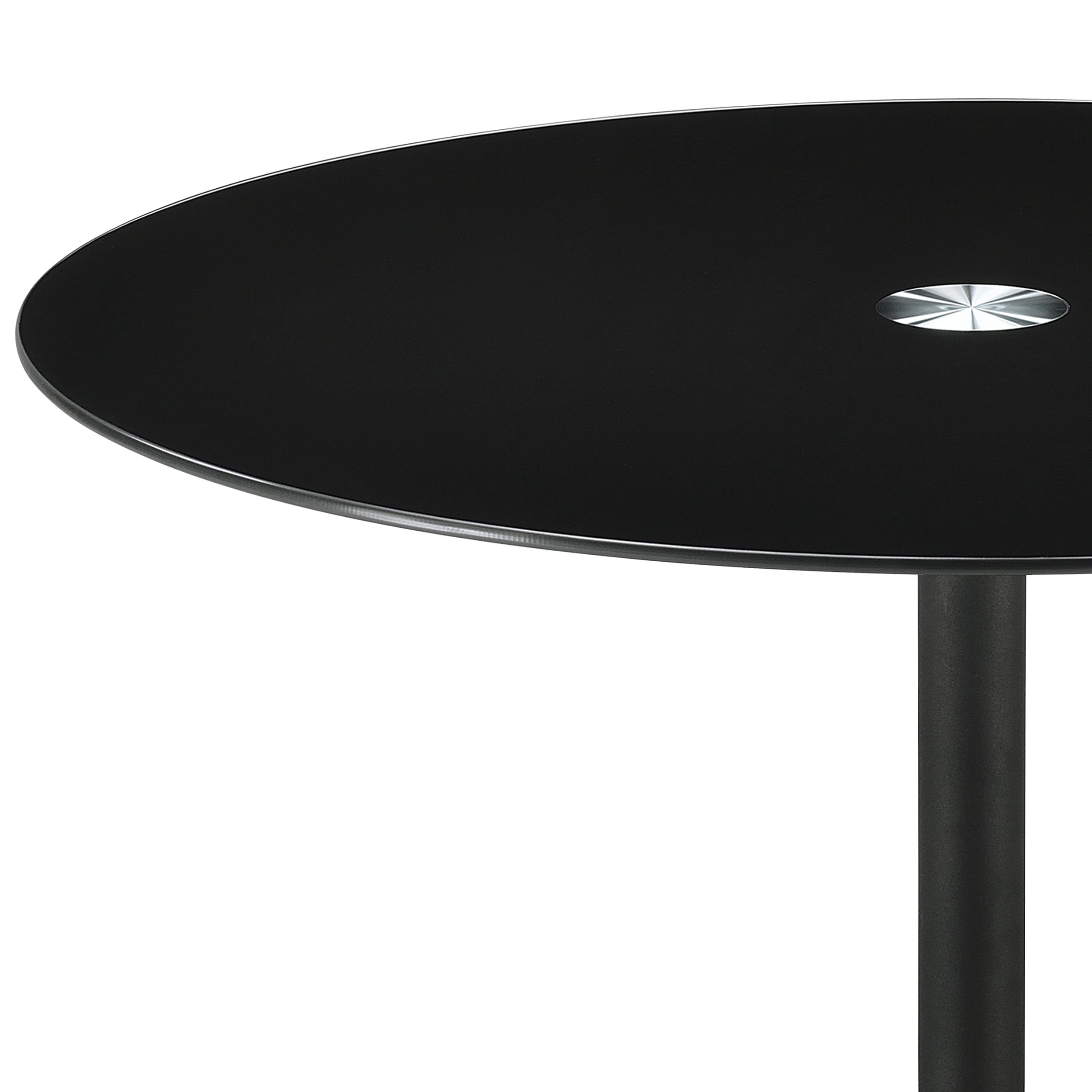 Ganso Round Metal End Table With Tempered Glass Top Black - MyWaynesHome #