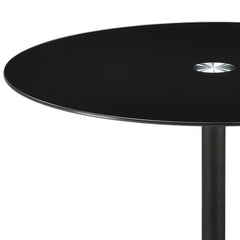 Ganso Round Metal End Table With Tempered Glass Top Black - MyWaynesHome #